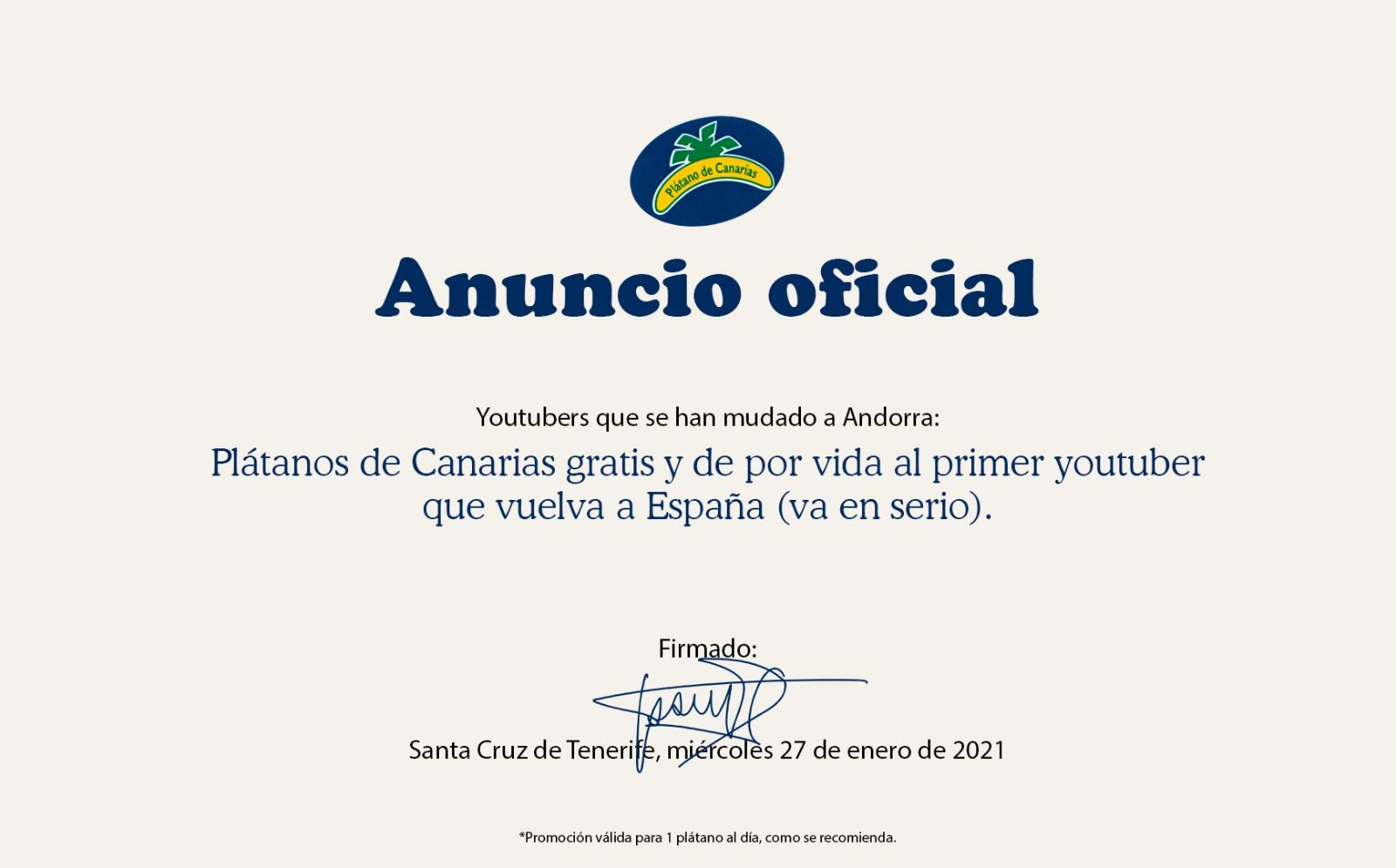 Imagen de la campaña de Plátano de Canarias.