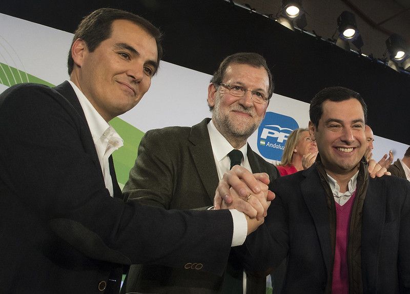 José Antonio Nieto, Mariano Rajoy Juan Manuel Moreno, en una imagen de archivo.