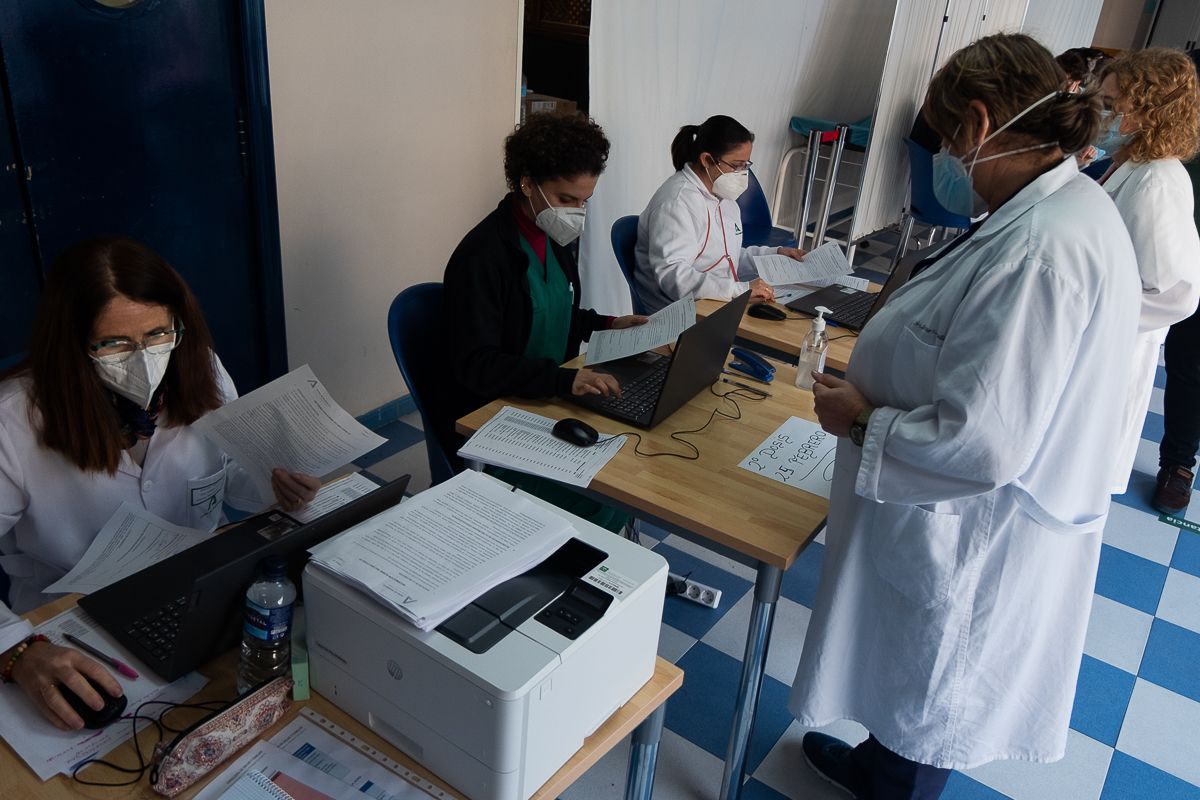 El punto de vacunación del Hospital de Jerez.