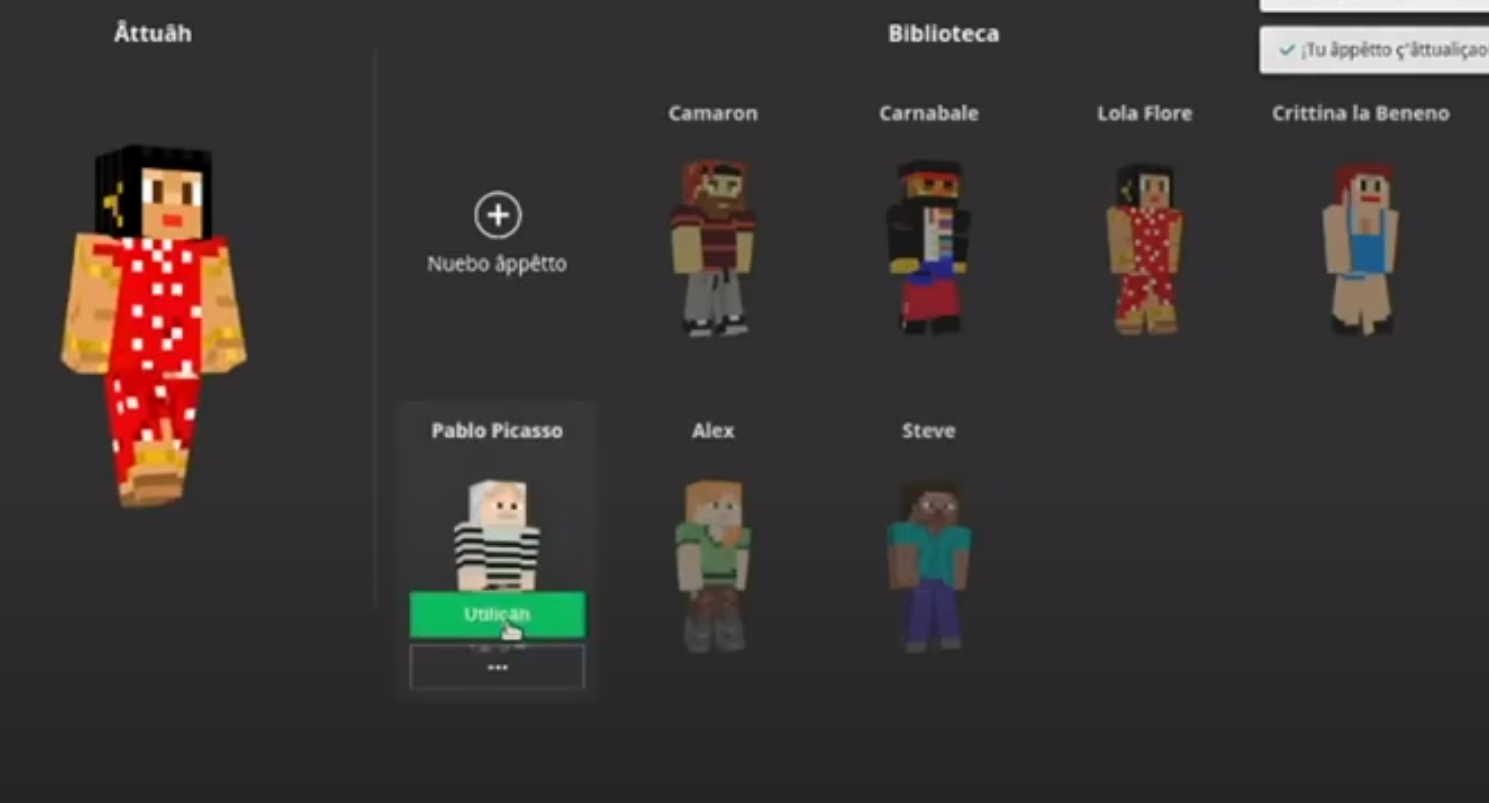 Personajes de Minecraft en 'andalûh'.