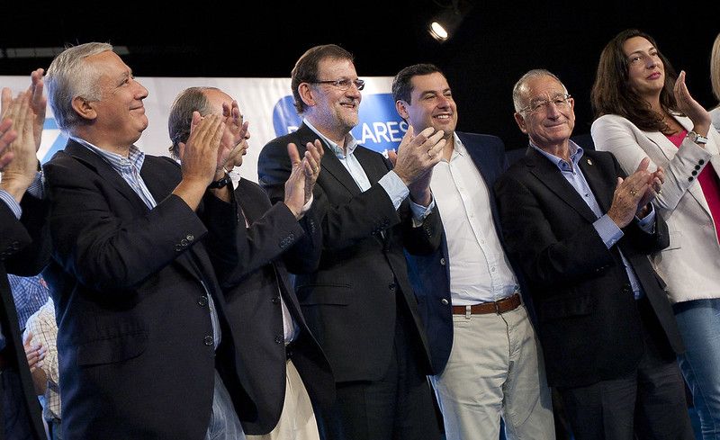Génova, en descomposición. Rajoy, Arenas y otros cargos del PP, en una imagen en Almería en 2014.   PARTIDO POPULAR