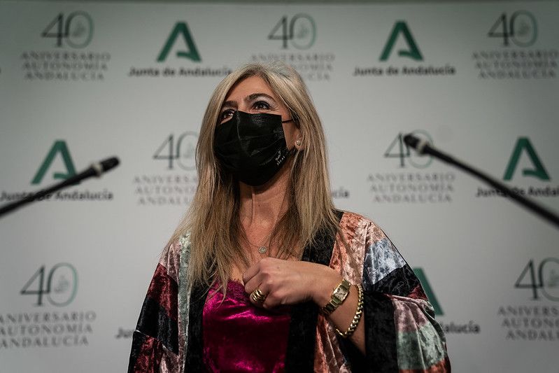 Patricia del Pozo, consejera de Cultura y Patrimonio de la Junta, en una rueda de prensa reciente.   JUNTA DE ANDALUCÍA