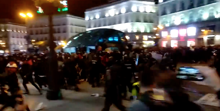 Manifestación en apoyo a Pablo Hasél celebrada en Madrid.