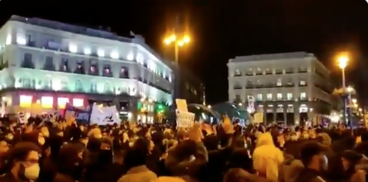 Protestas en Madrid por el encarcelamiento de Pablo Hasél.