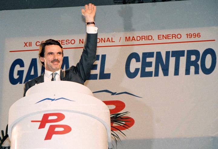 El ex presidente del Gobierno, José María Aznar, durante un acto celebrado en 1996. FOTO: PP