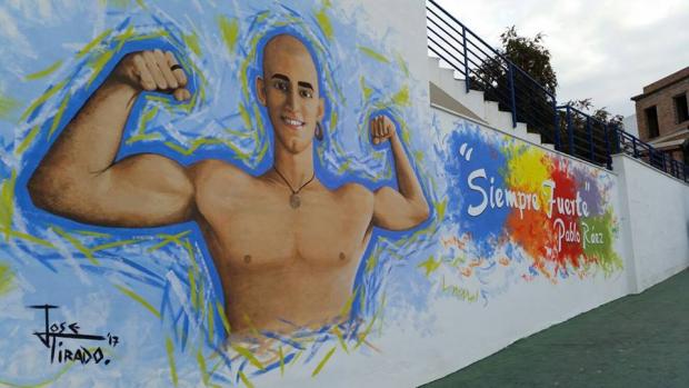 Mural a Pablo Ráez en la localidad malagueña de Manilva. 