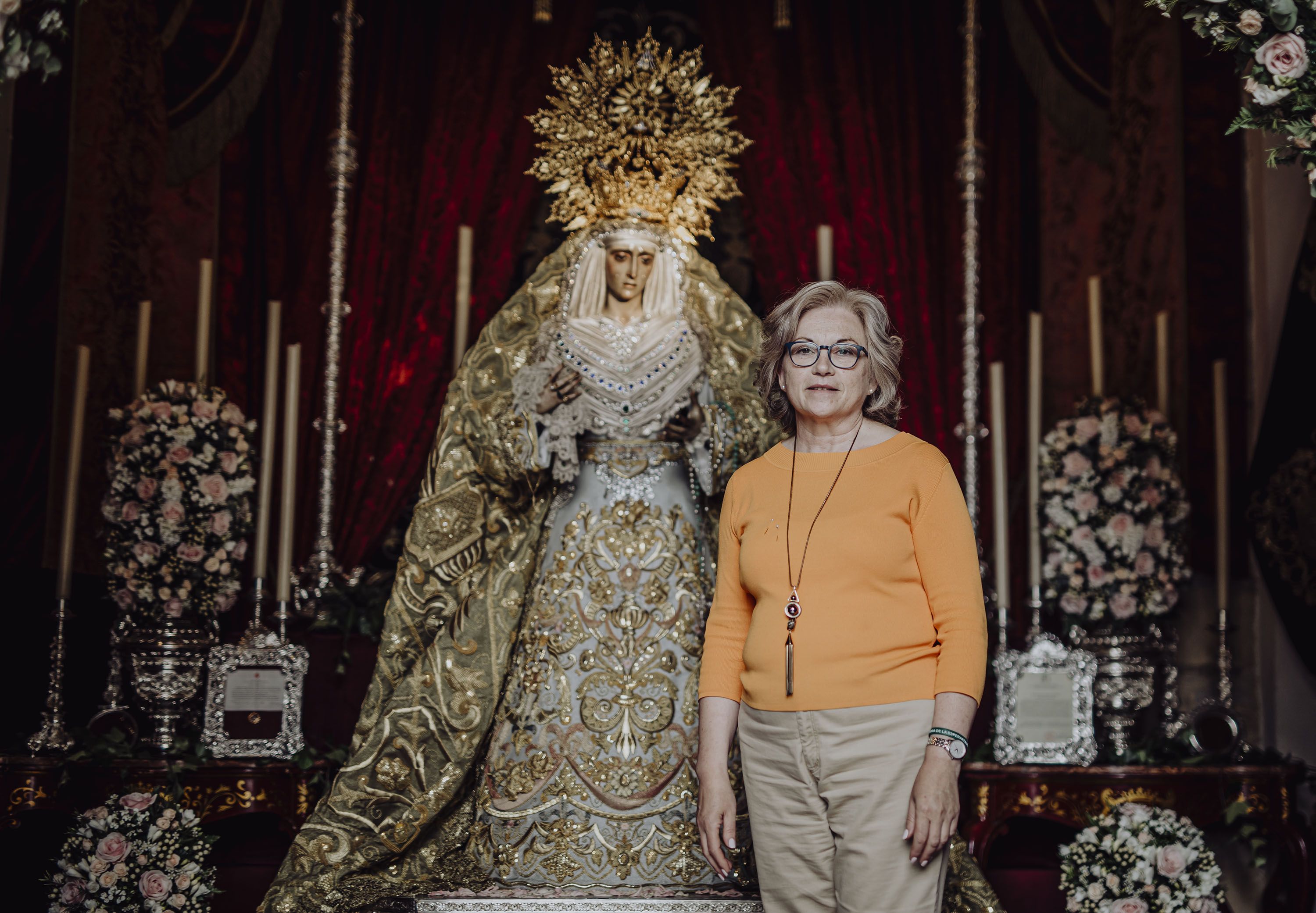 María Ruiz, camarera de la Esperanza en la capilla de la Yedra de Jerez.   ESTEBAN