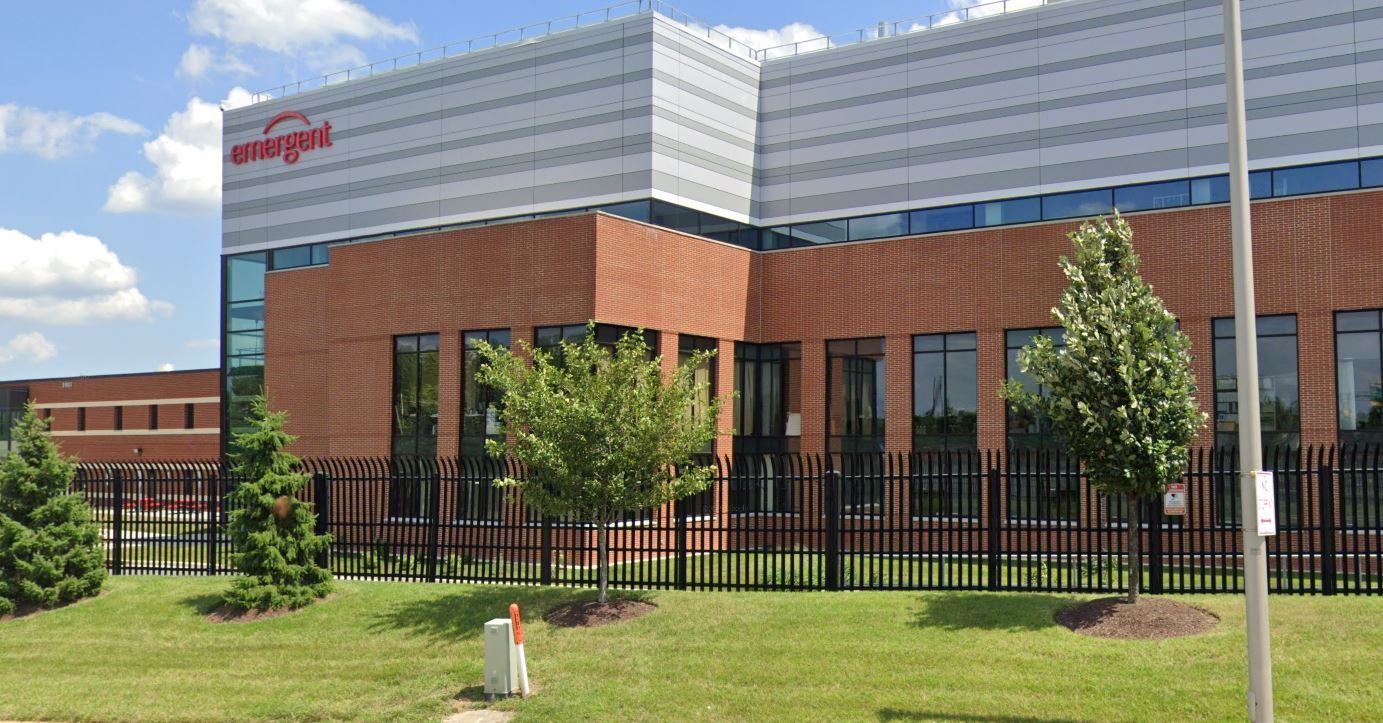 Las instalaciones de Emergent BioSolutions en Baltimore.