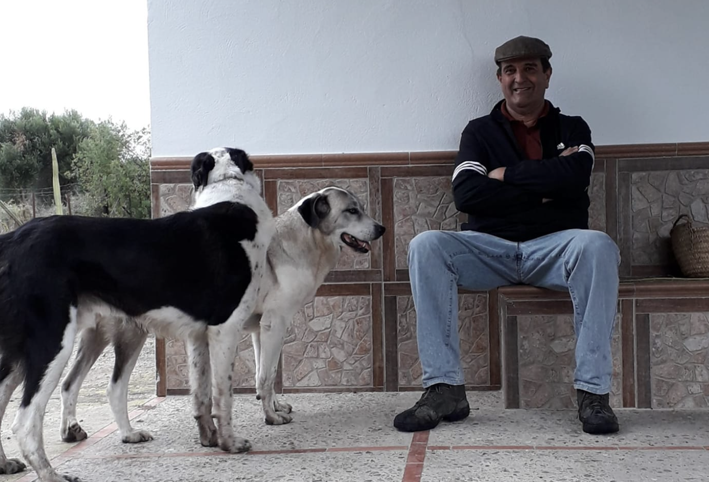 Salvador Pineda junto a sus perros, en una imagen reciente. MARGA SEGURA