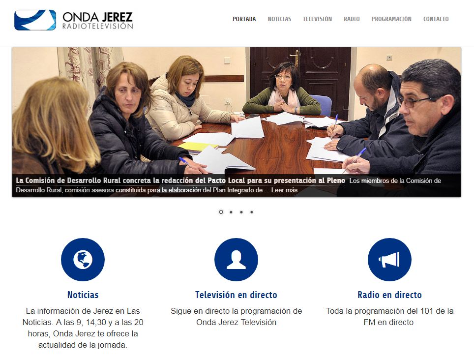 Imagen actual de la web de Onda Jerez.