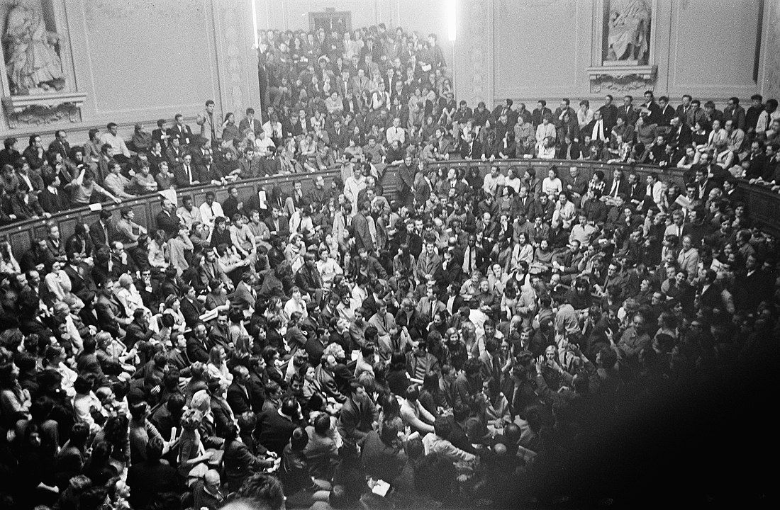 La ocupación de la Universidad de la Sorbona en el mayo francés del 68.