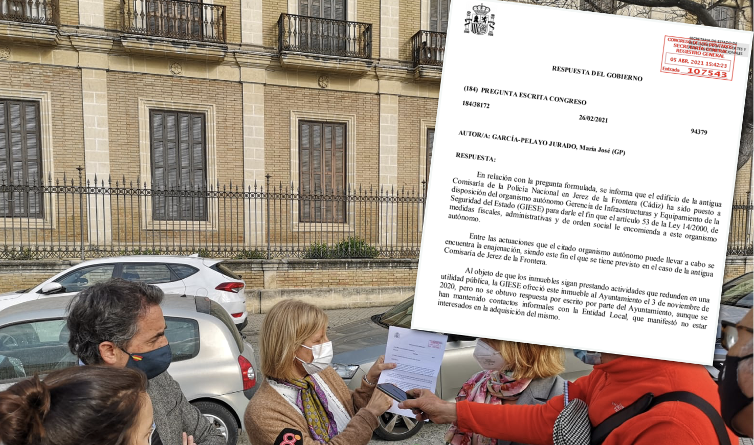 Pelayo y Saldaña, este viernes, en el Arroyo, ante el Palacio de los Condes de Puerto Hermoso, y en detalle la contestación de Interior a la exalcaldesa. Pelayo y Saldaña, este viernes, en el Arroyo, ante el Palacio de los Condes de Puerto Hermoso, y en detalle la contestación de Interior a la exalcaldesa.