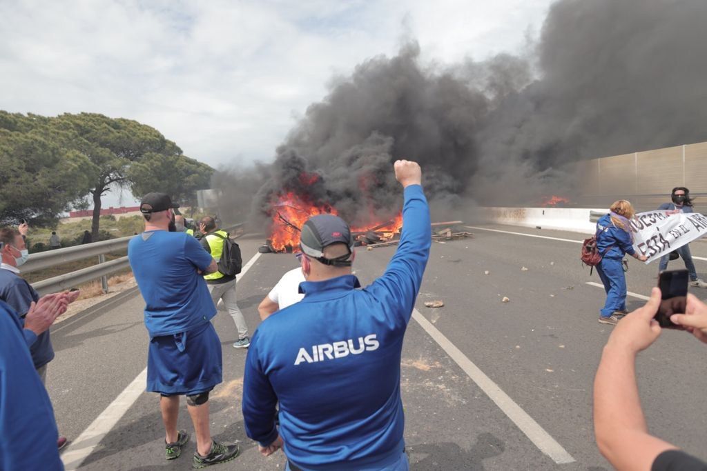Protestas esta semana por el cierre de Airbus en Puerto Real.