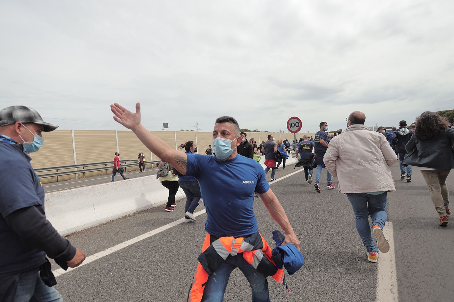 Un momento de la protesta protagonizada por empleados de Airbus Puerto Real, hace unos días.