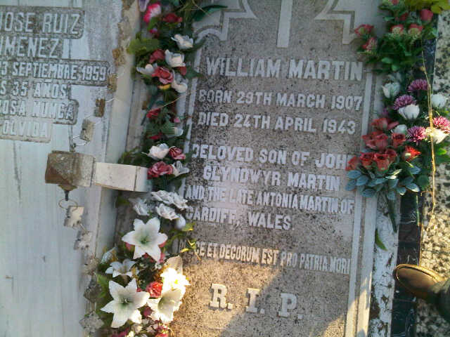 Imagen de la tumba del galés Glyndwr Michael, más conocido como el Mayor William Martin, ubicada en el cementerio de Huelva.