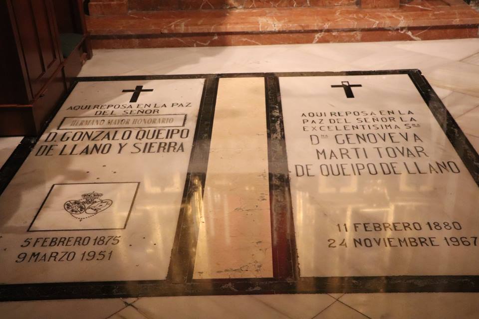 Tumba del criminal de guerra Queipo de Llano en la Basílica de la Macarena. FOTO: R.S. 