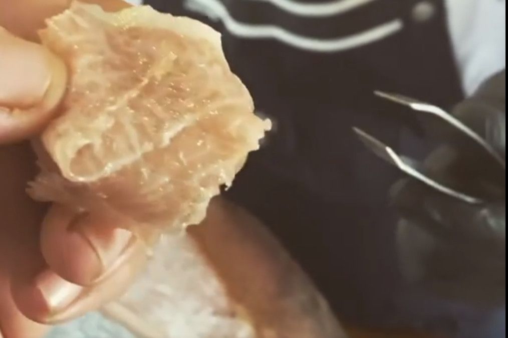 Una loncha de la nueva creación de Ángel León.