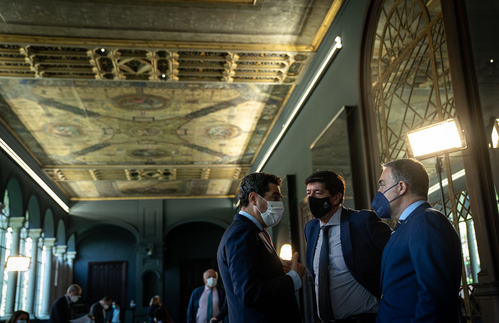 Moreno, Marín y Bendodo, en un Consejo de Gobierno reciente en San Telmo. JUNTA