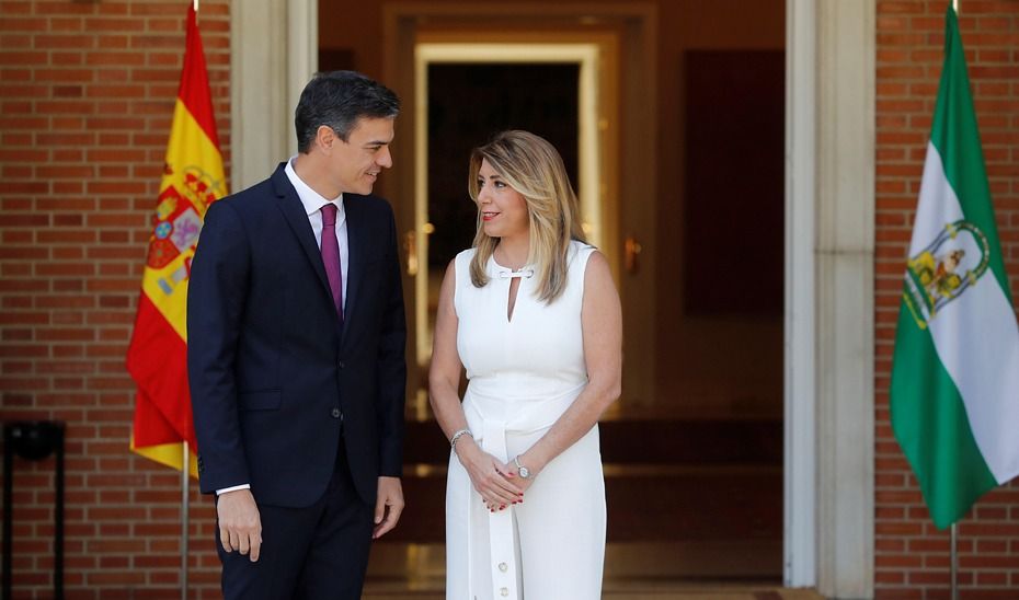 El presidente del Gobierno, Pedro Sánchez, recibiendo a la ex presidenta andaluza, Susana Díaz, en La Moncloa, el año pasado. FOTO: JUNTA DE ANDALUCÍA