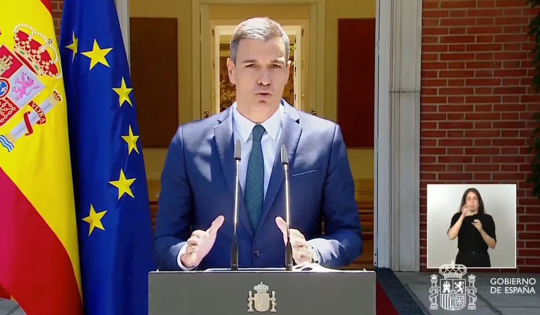 Sánchez, en la declaración en Moncloa este martes.