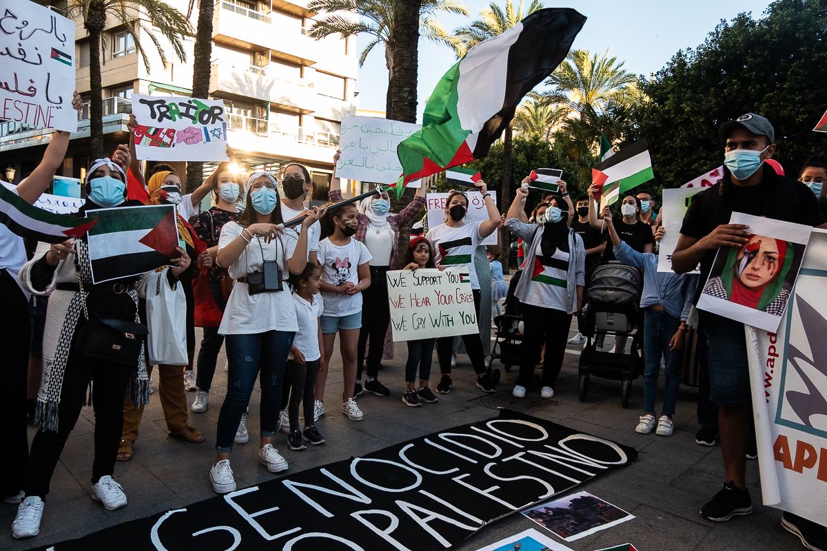Un momento de la concentración en Jerez pidiendo una Palestina libre.
