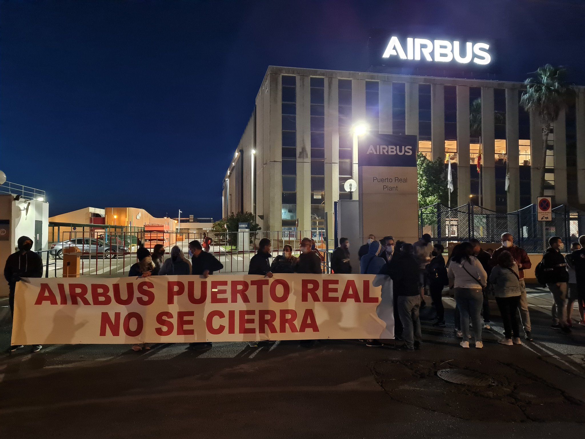 Trabajadores de Airbus, en huelga en la planta de Puerto Real.