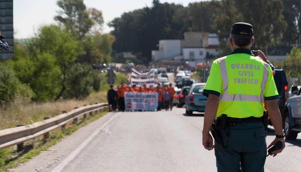 Manifestación, en una imagen de archivo, por la mejora de la seguridad del tramo entre Jerez y Estella.