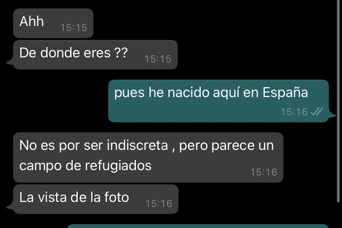 La conversación por 'whatsapp' con la inmobiliaria.