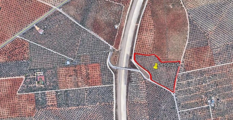 Ubicación del desguace que se quiere instalar cerca de Bollullos.