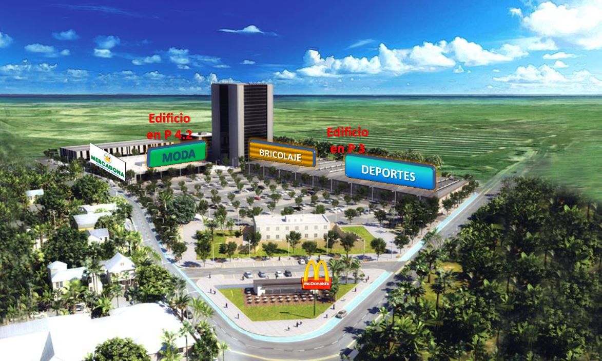 Infografía aérea de la ubicación del futuro parque comercial en San Fernando.
