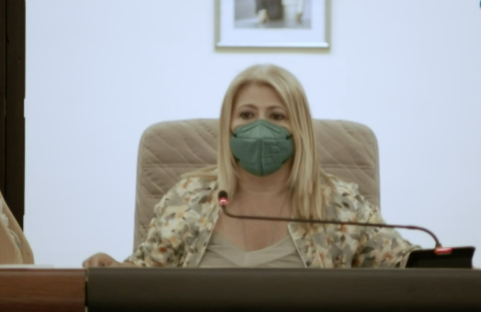 La alcaldesa, Mamen Sánchez, en el pleno de mayo, este jueves en el Ayuntamiento. ONDA JEREZ