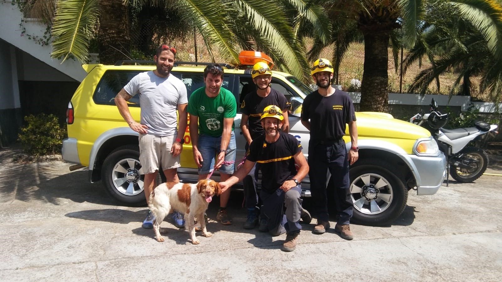 Los bomberos rescatan a un perro en El Bosque. FOTO: CBPC. 