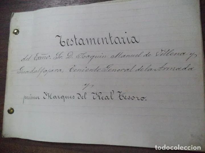 La primera página del testamento, en TodoColección.