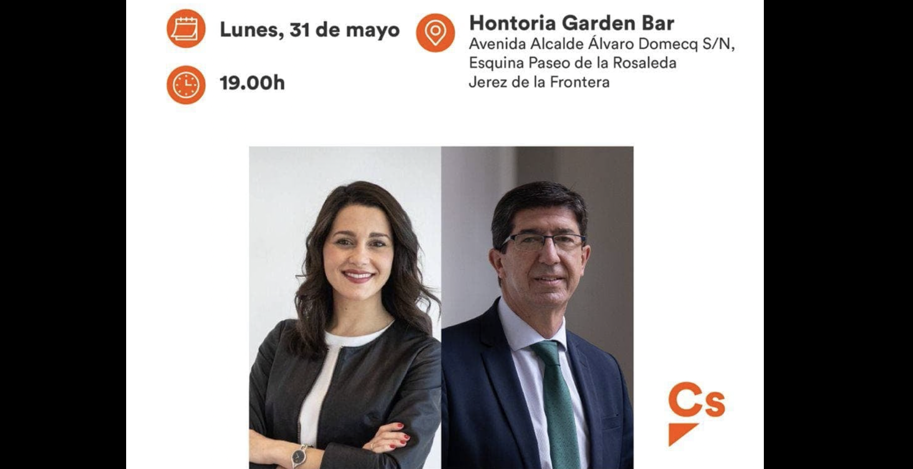 Imagen del encuentro de esta tarde en Jerez. Arrimadas y Marín con afiliados de Cs.