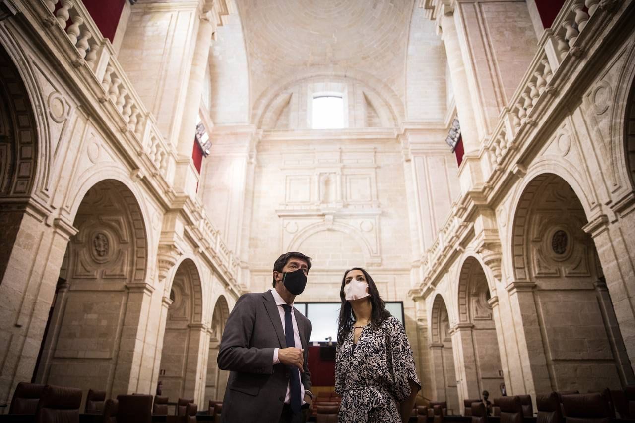 Marín y Arrimadas, este lunes, de visita en el Parlamento andaluz. CS