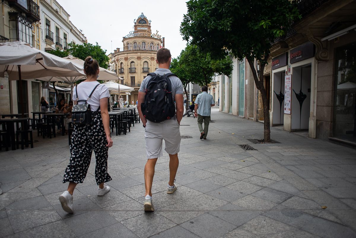 Turistas en el centro de Jerez.