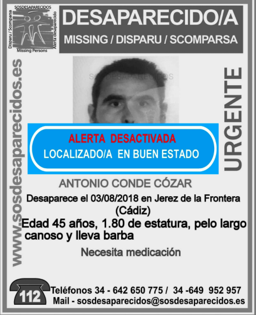 La Guardia Civil encuentra al hombre de 45 años desaparecido en Jerez. FOTO: GUARDIA CIVIL. 