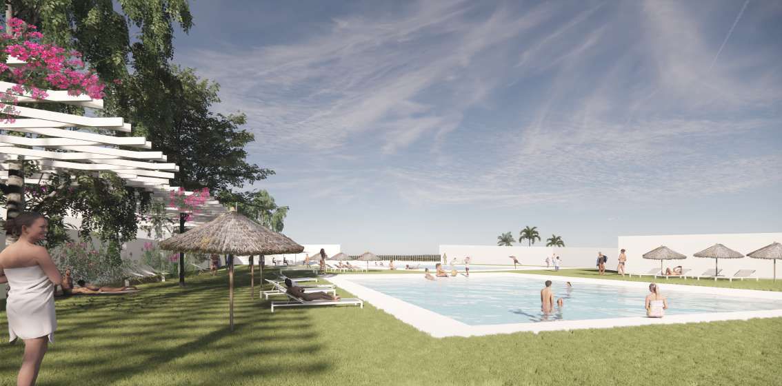 Infografía del anteproyecto de la piscina de verano en San Fernando.