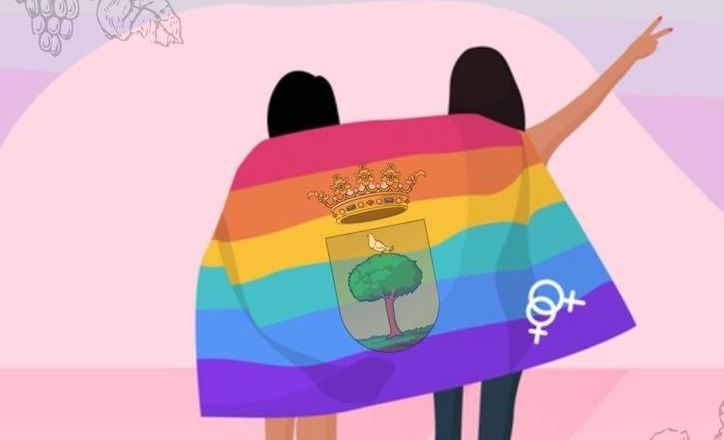 Detalle del cartel del Orgullo LGTBI en Trebujena.