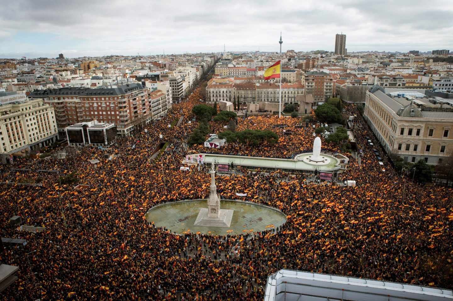 La plaza Colón de Madrid, en una manifestación de la derecha.