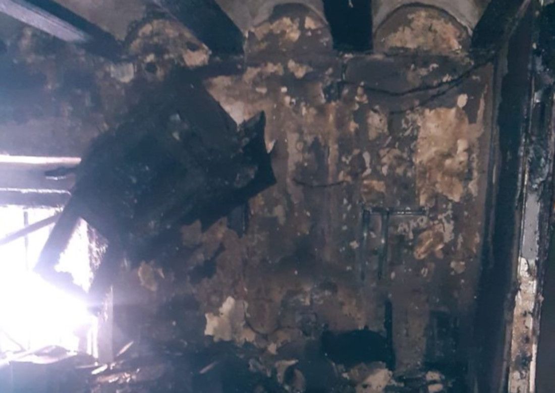 El lugar del incendio, en una imagen de Bomberos. El lugar del incendio, en una imagen de Bomberos.