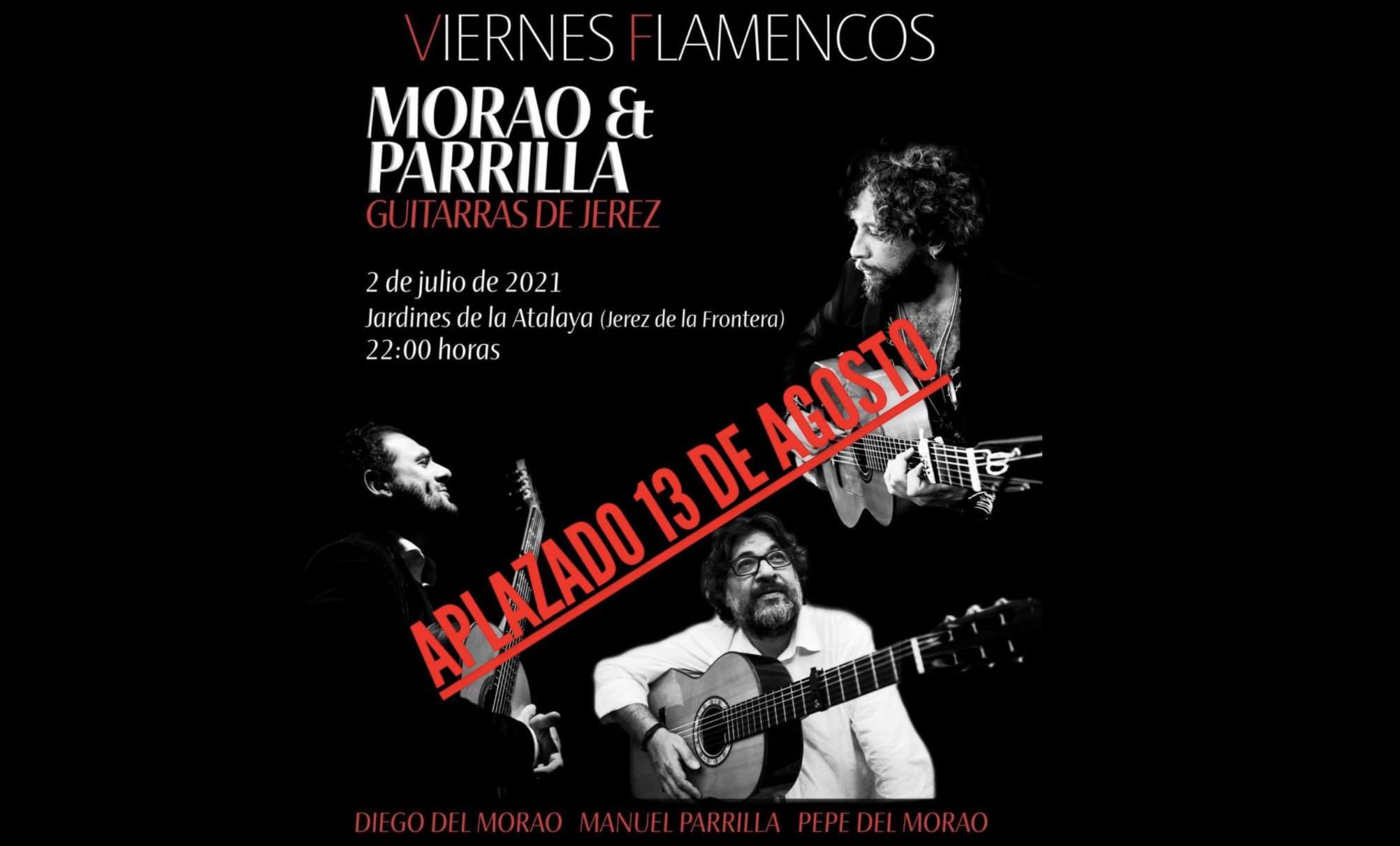 Cartel del primer Viernes Flamenco que marca el aplazamiento por problemas técnicos.