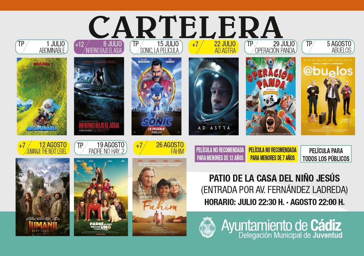 Cádiz recupera las tradicionales noches de cine de verano en familia en la Casa del Niño Jesús.