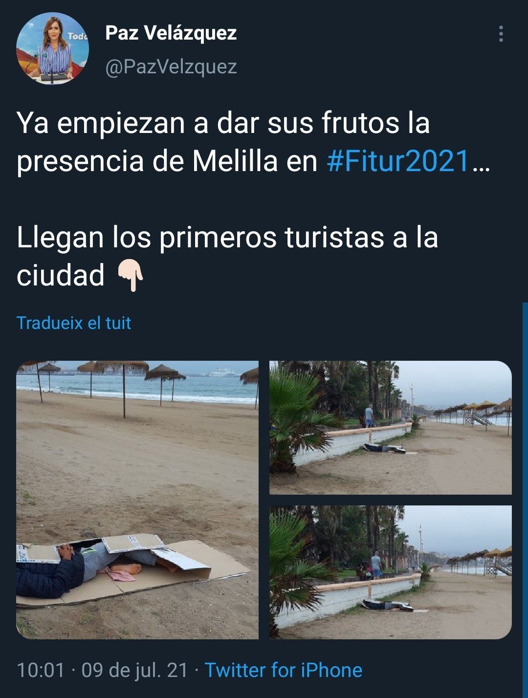 El mensaje de la diputada del PP de Melilla.