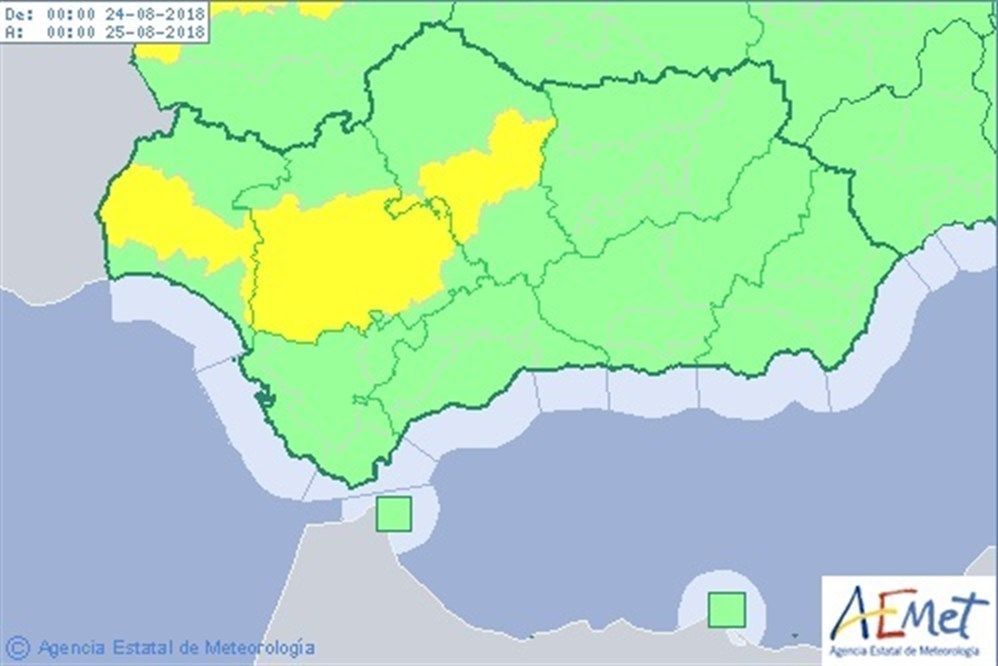 Alerta amarilla en Huelva, Sevilla y Córdoba.