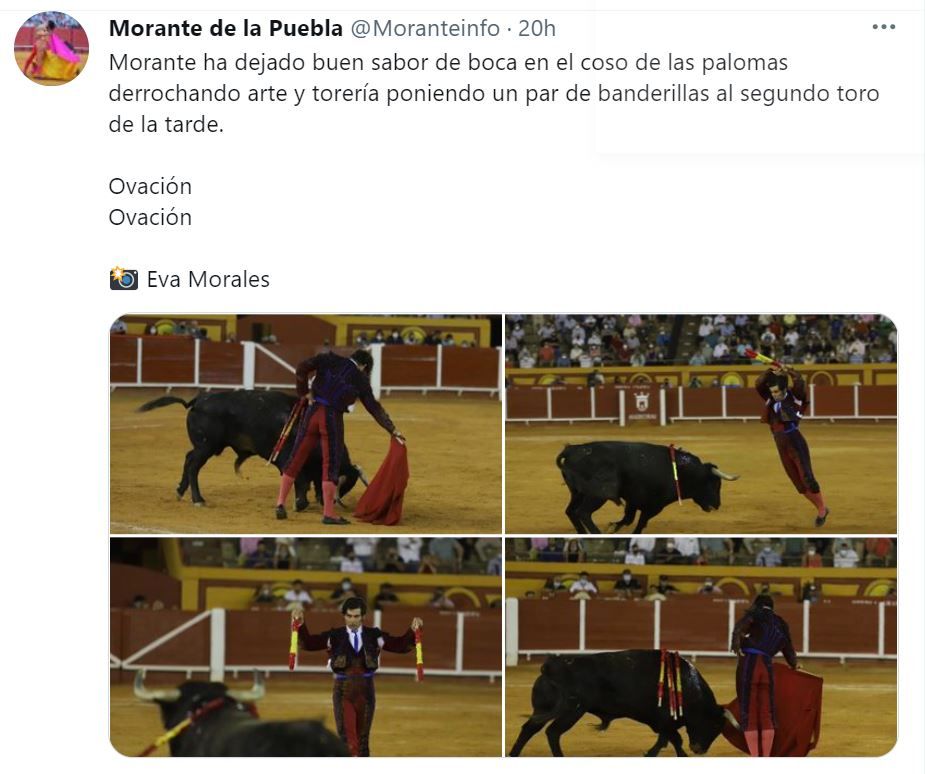 Uno de los mensajes del fin de semana que no ha borrado Twitter de la cuenta de Morante.
