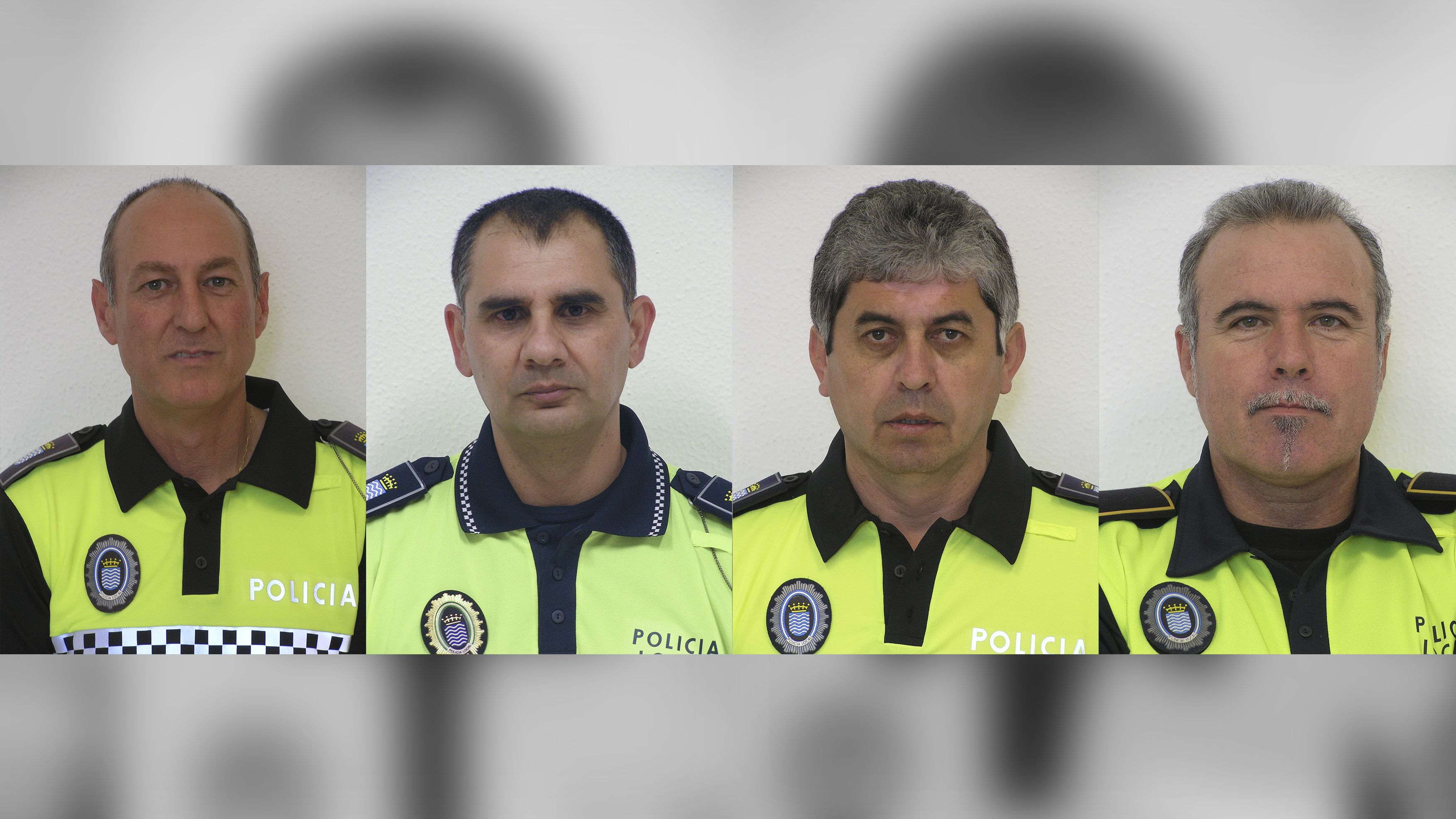 Los cuatro agentes que se marchan de la Policía Local para encaminarse a la jubilación.