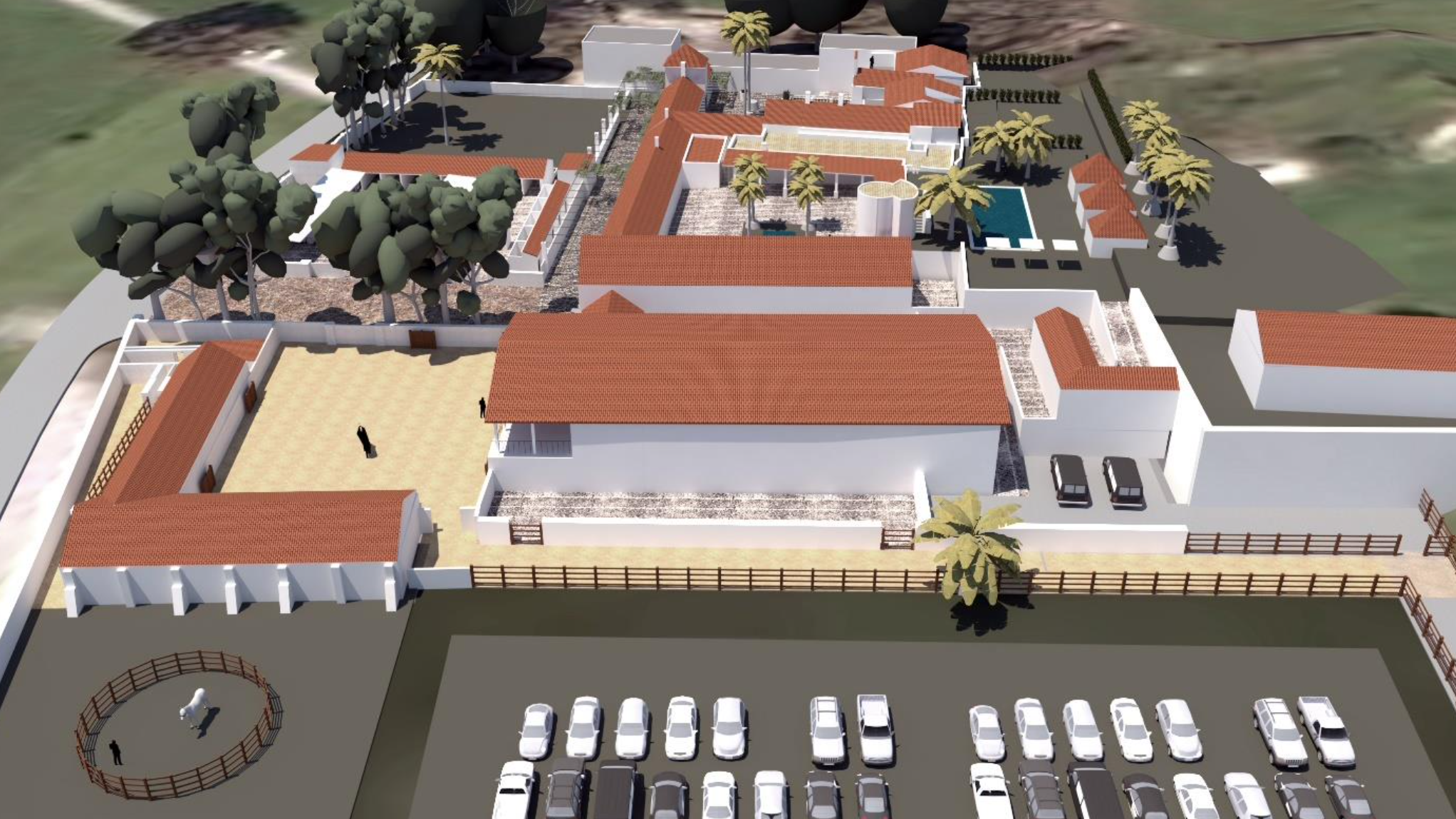 Recreación virtual del complejo turístico La Palmosilla, incluida en la memoria del proyecto remitida a la Junta de Andalucía.