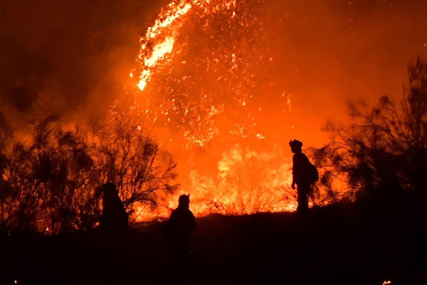 Bomberos forestales de Andalucía, durante un incendio.