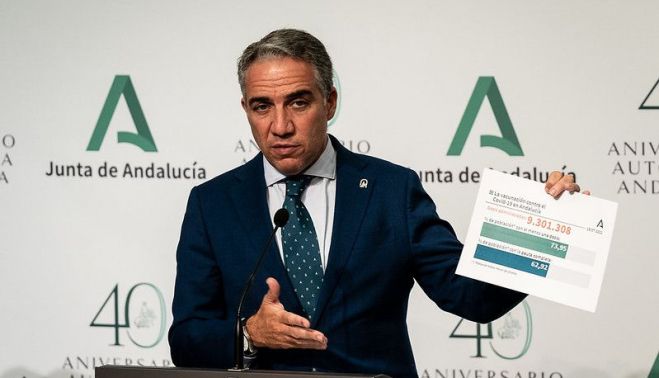 El consejero de la Presidencia, Elías Bendodo, espera que el 70% de los andaluces estén vacunados este verano.